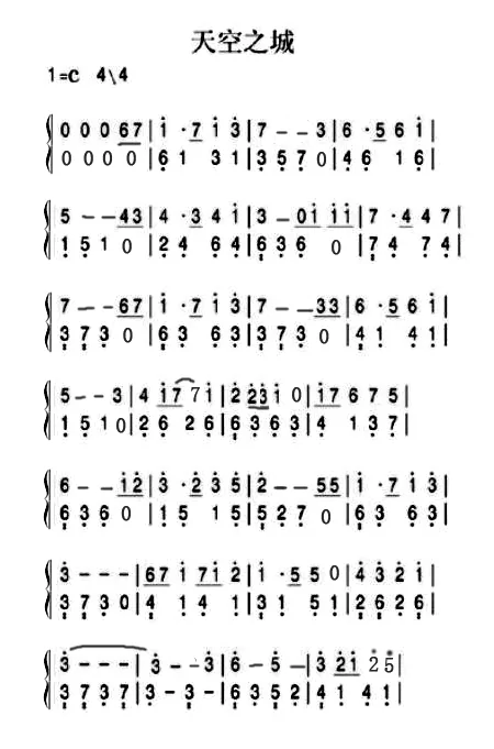 天空之城钢琴曲谱原版(钢琴曲《天空之城》是什么调的?)-第11张图片-波音达百科