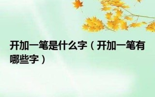 开加一笔是什么字