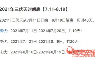 几号入伏2021时间表