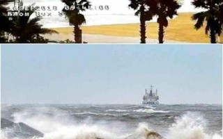 台风来袭海水漫堤 记者嘶吼式报道