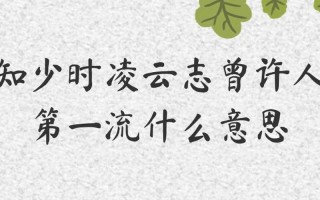 须知少时凌云志曾许人间之一流
